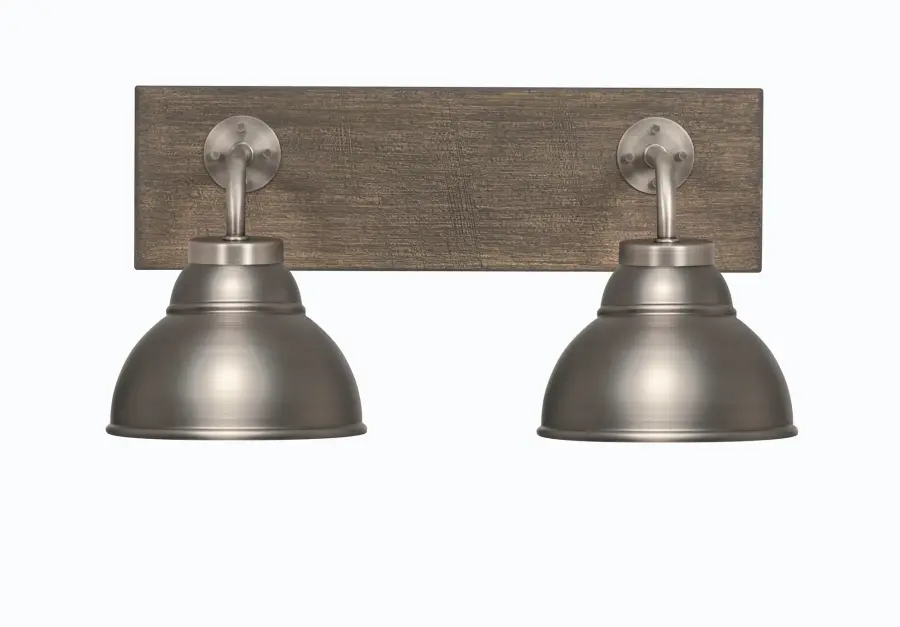 Oxbridge 2 Light Bath Bar in Graphite & Distressed Wood - Image 1