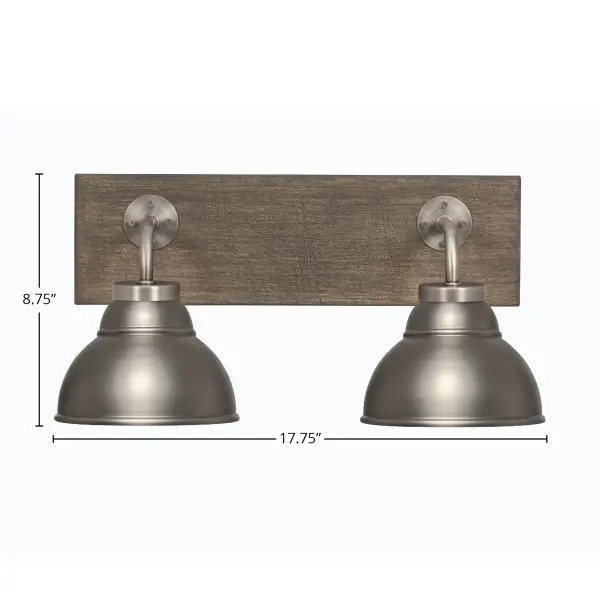 Oxbridge 2 Light Bath Bar in Graphite & Distressed Wood - Image 2