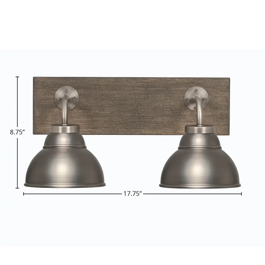Oxbridge 2 Light Bath Bar in Graphite & Distressed Wood - Image 2
