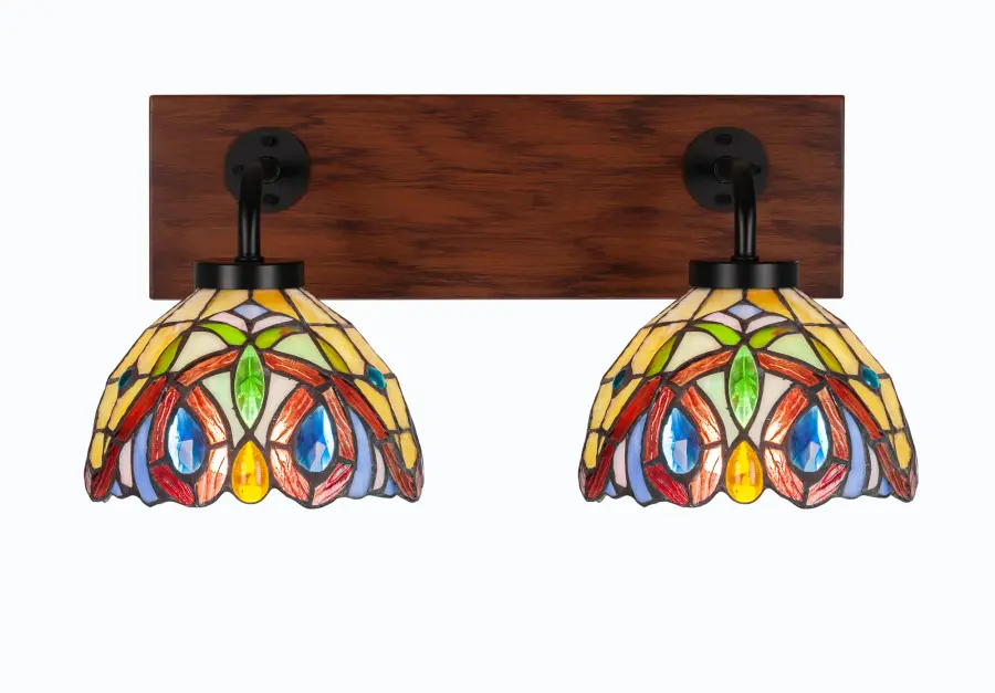 Oxbridge 2-Light Bath Bar with Lynx Art Glass - Image 1