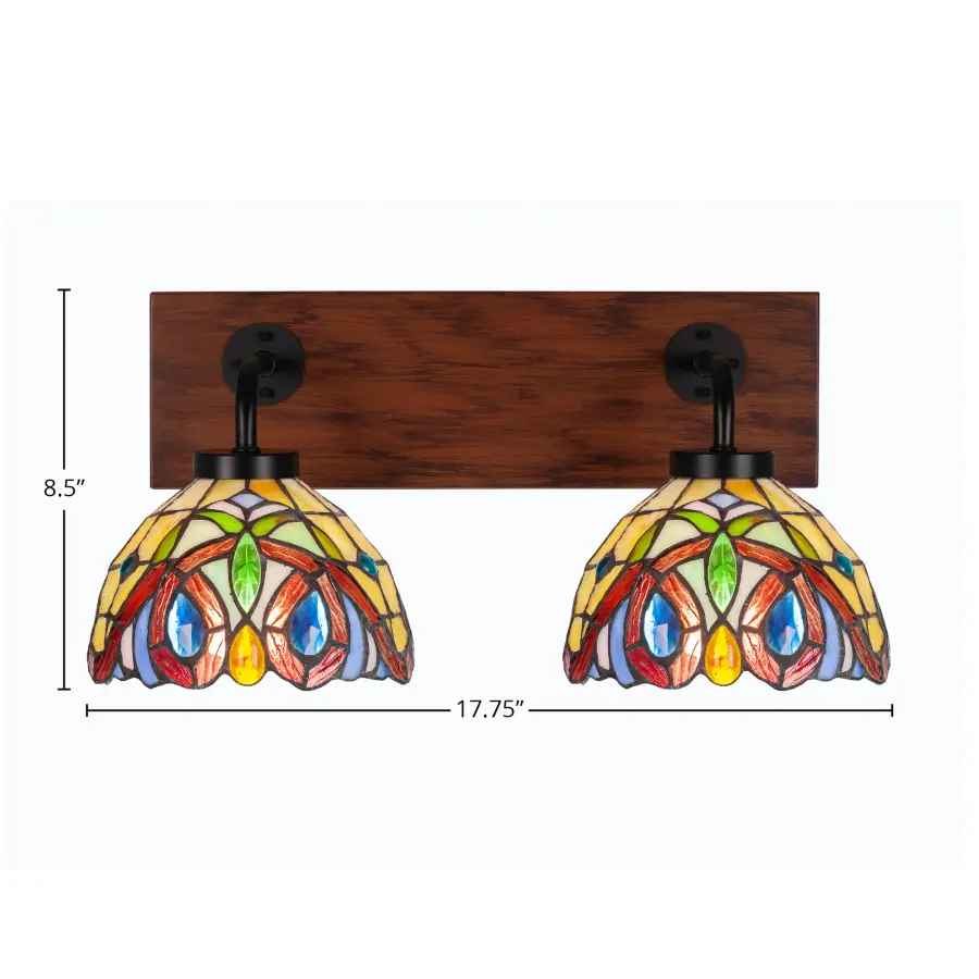 Oxbridge 2-Light Bath Bar with Lynx Art Glass - Image 2