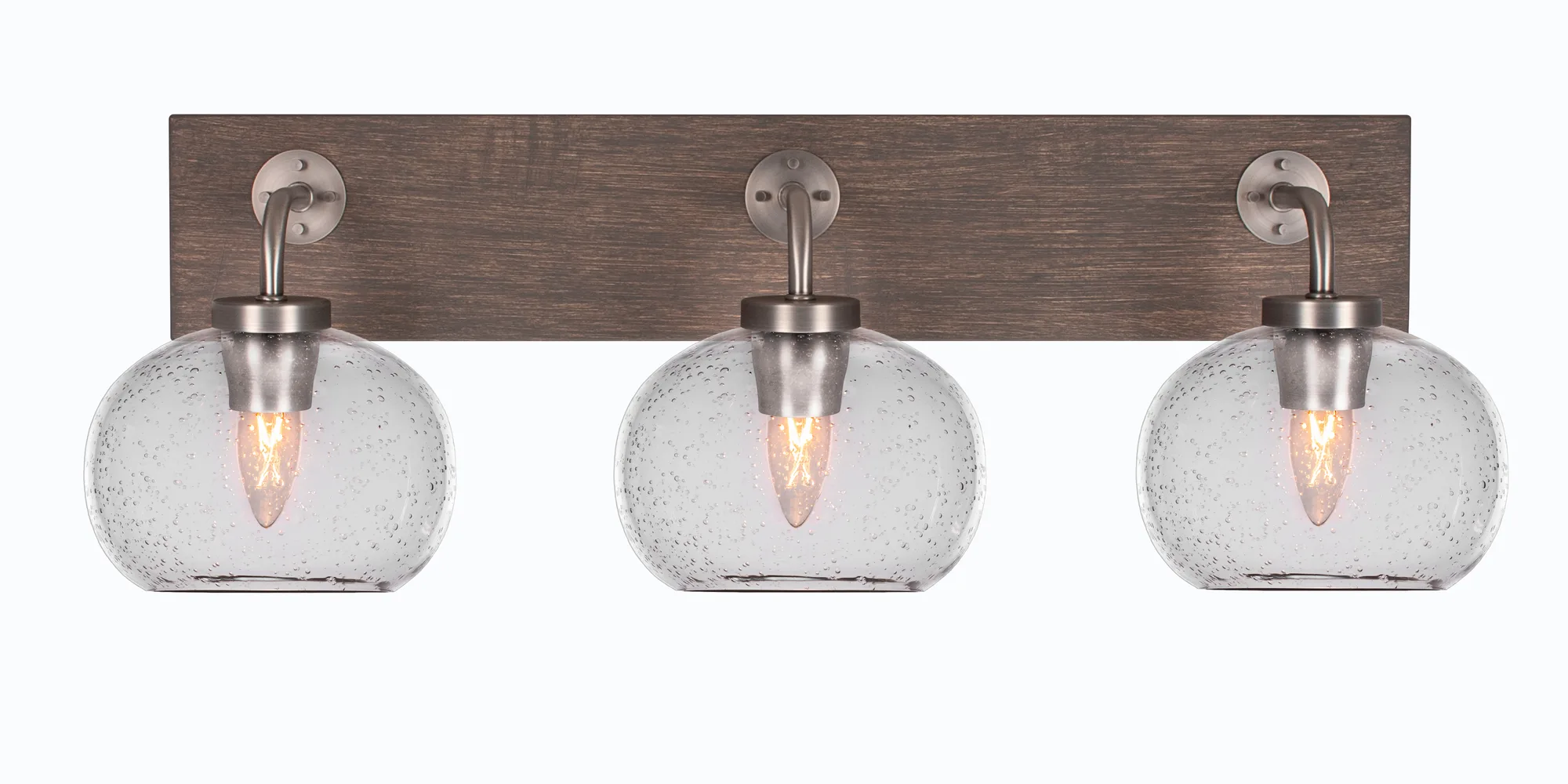 Oxbridge 3 Light Bath Bar with Clear Bubble Glass