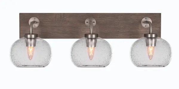 Oxbridge 3 Light Bath Bar with Clear Bubble Glass - Image 1
