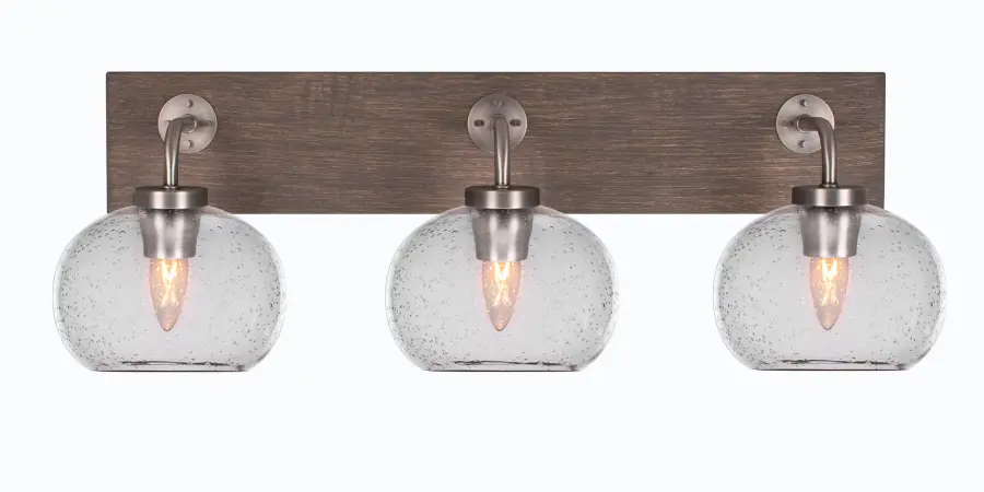 Oxbridge 3 Light Bath Bar with Clear Bubble Glass - Image 1