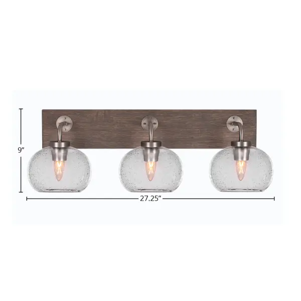 Oxbridge 3 Light Bath Bar with Clear Bubble Glass - Image 2