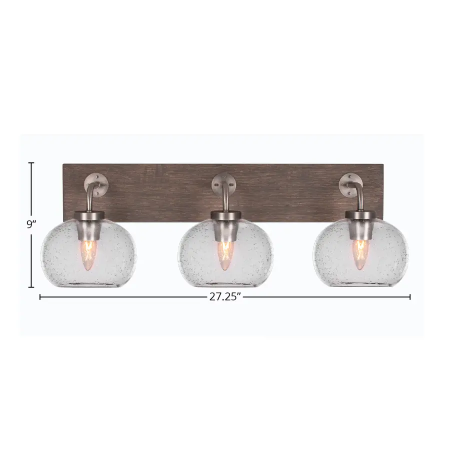 Oxbridge 3 Light Bath Bar with Clear Bubble Glass - Image 2