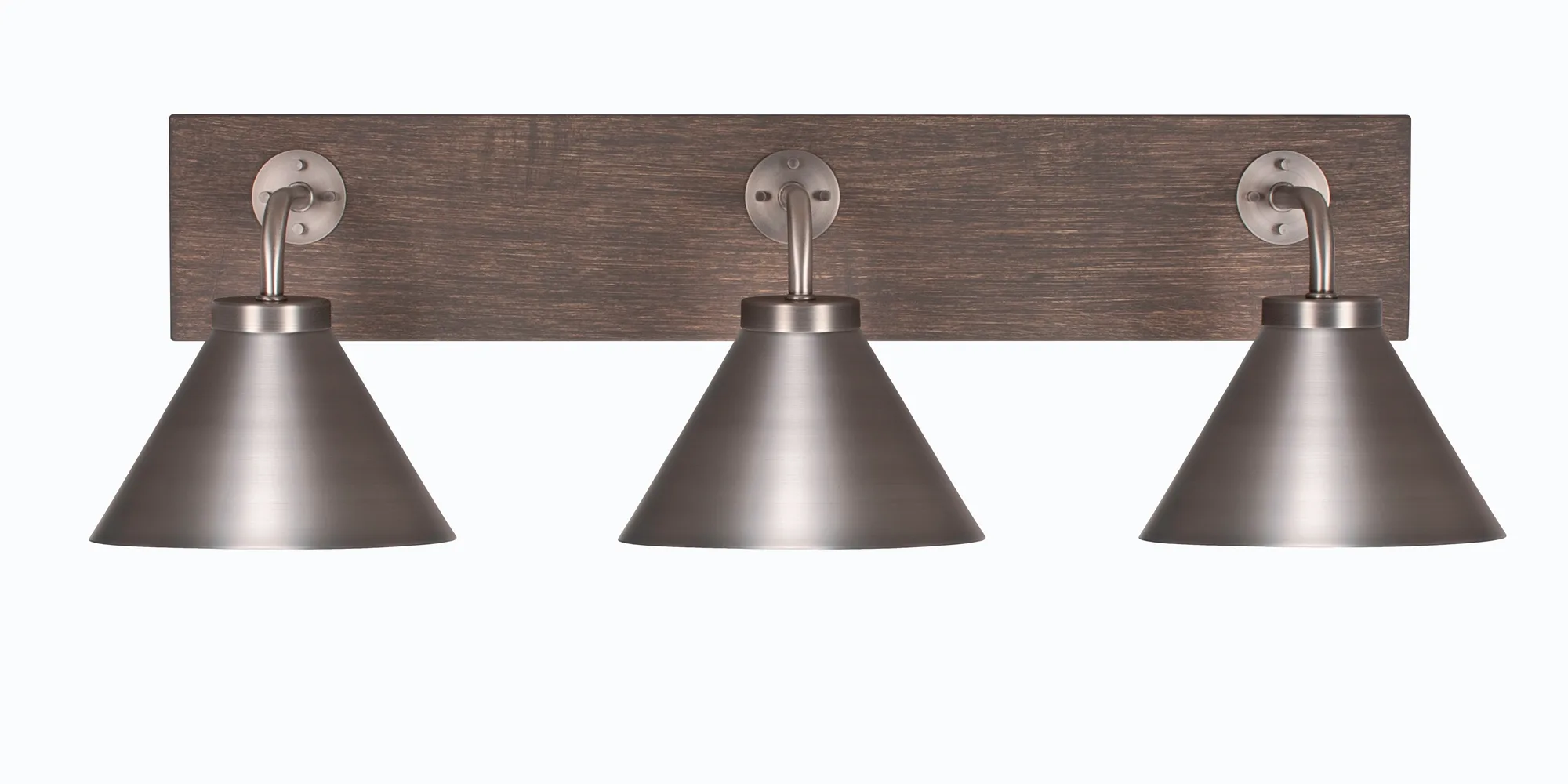 Oxbridge 3-Light Bath Bar in Graphite & Distressed Wood