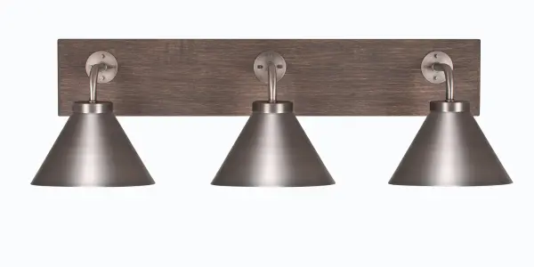 Oxbridge 3-Light Bath Bar in Graphite & Distressed Wood - Image 1