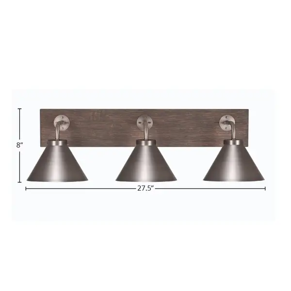 Oxbridge 3-Light Bath Bar in Graphite & Distressed Wood - Image 2
