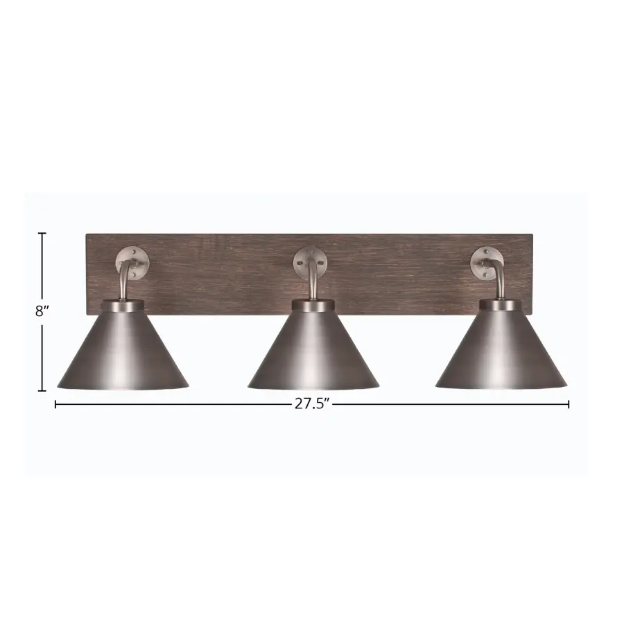 Oxbridge 3-Light Bath Bar in Graphite & Distressed Wood - Image 2