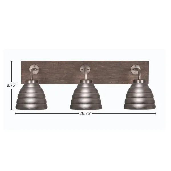 Oxbridge 3-Light Bath Bar in Graphite with Distressed Wood - Image 2