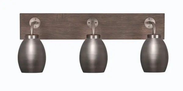 Oxbridge 3-Light Bath Bar in Graphite & Distressed Wood - Image 1