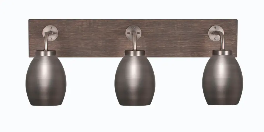 Oxbridge 3-Light Bath Bar in Graphite & Distressed Wood - Image 1