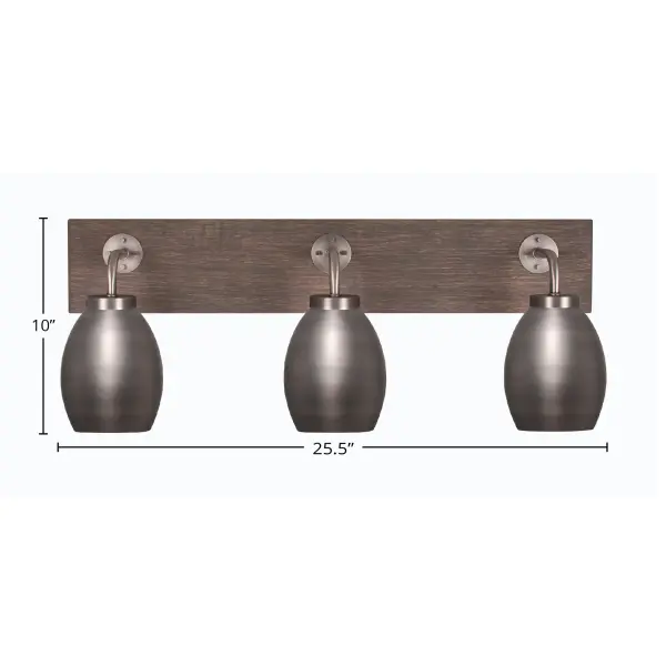 Oxbridge 3-Light Bath Bar in Graphite & Distressed Wood - Image 2