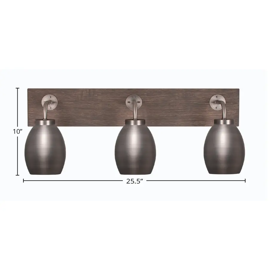 Oxbridge 3-Light Bath Bar in Graphite & Distressed Wood - Image 2