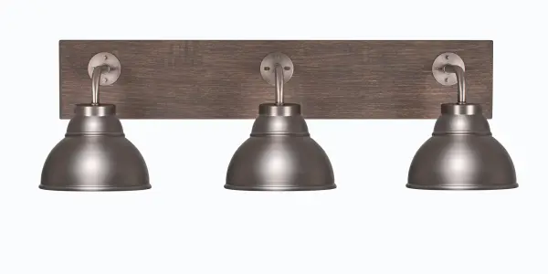 Oxbridge 3-Light Bath Bar in Graphite & Distressed Wood - Image 1