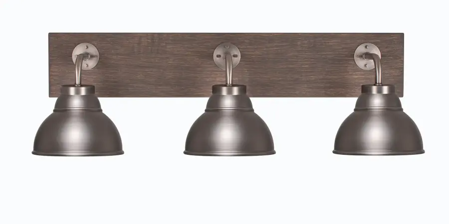 Oxbridge 3-Light Bath Bar in Graphite & Distressed Wood - Image 1