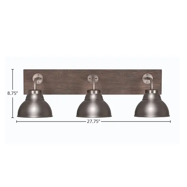 Oxbridge 3-Light Bath Bar in Graphite & Distressed Wood - Image 2