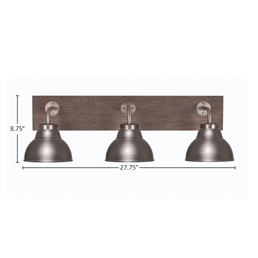 Oxbridge 3-Light Bath Bar in Graphite & Distressed Wood - Image 2