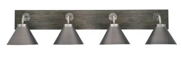 Oxbridge 4 Light Bath Bar in Graphite & Distressed Wood - Image 1
