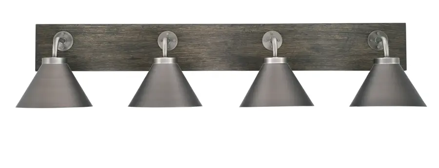 Oxbridge 4 Light Bath Bar in Graphite & Distressed Wood - Image 1