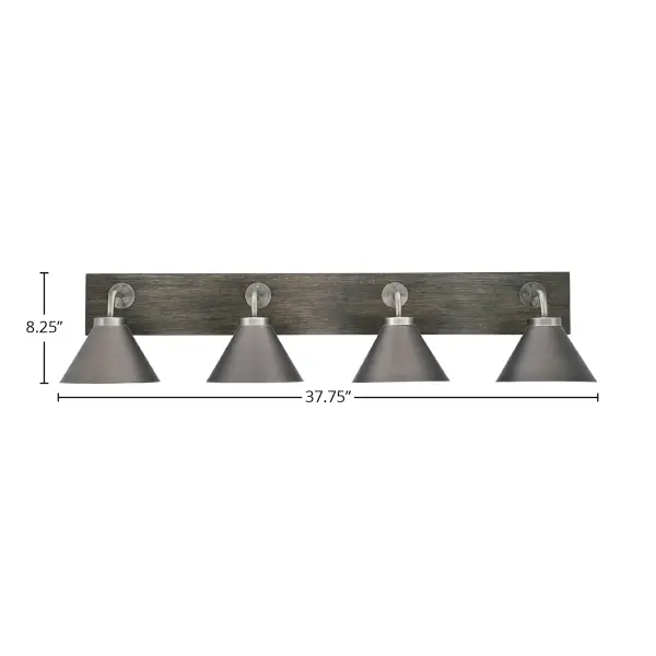 Oxbridge 4 Light Bath Bar in Graphite & Distressed Wood - Image 2