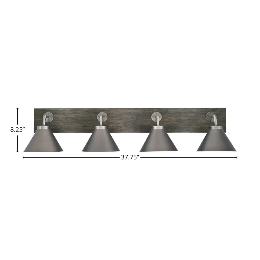 Oxbridge 4 Light Bath Bar in Graphite & Distressed Wood - Image 2