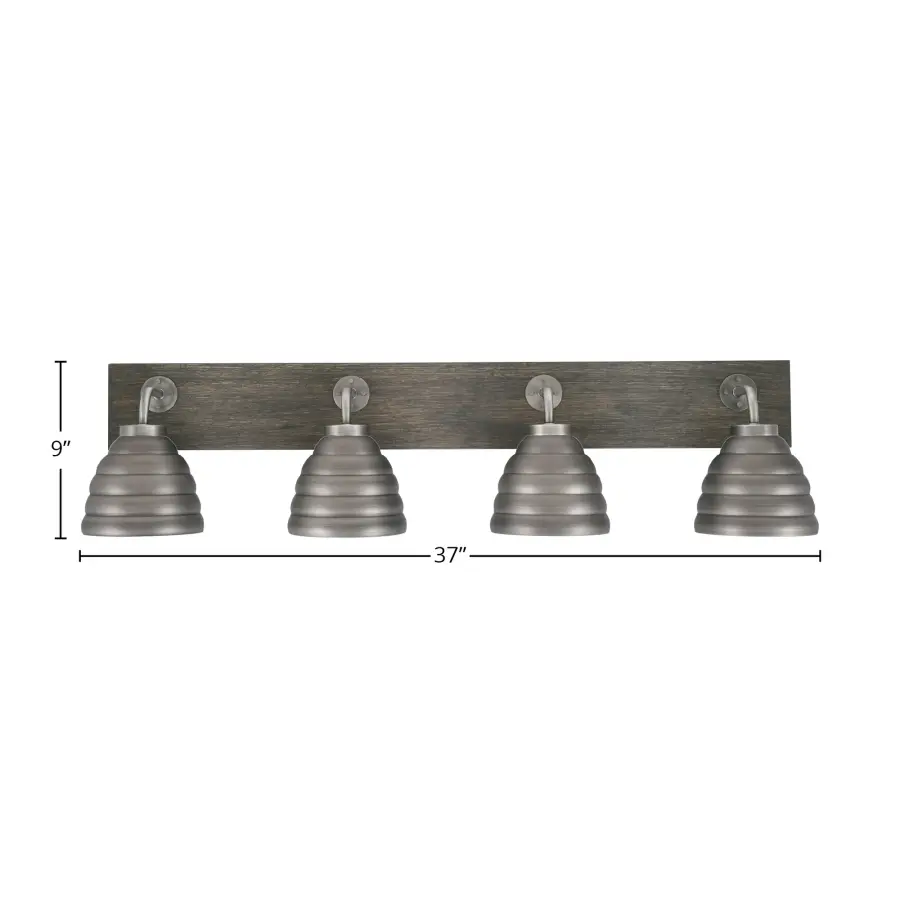 Oxbridge 4 Light Bath Bar in Graphite & Distressed Wood - Image 2