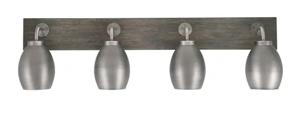 Oxbridge 4 Light Bath Bar in Graphite & Distressed Wood - Image 1