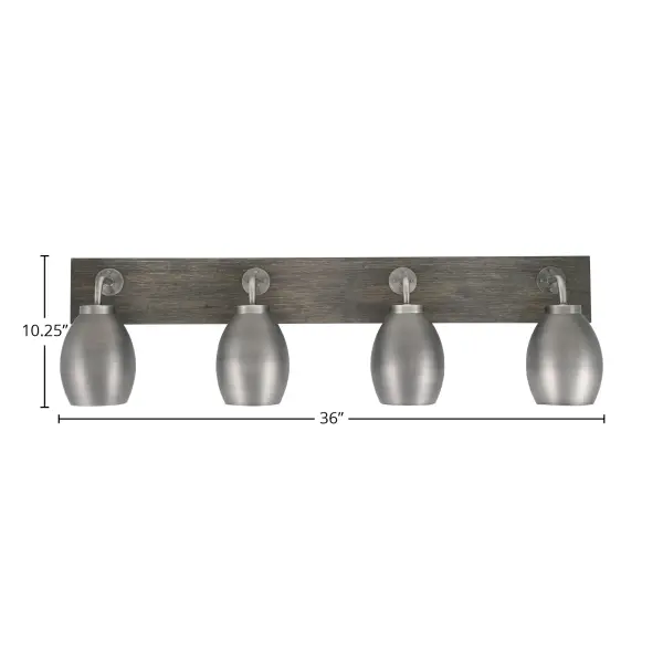 Oxbridge 4 Light Bath Bar in Graphite & Distressed Wood - Image 2