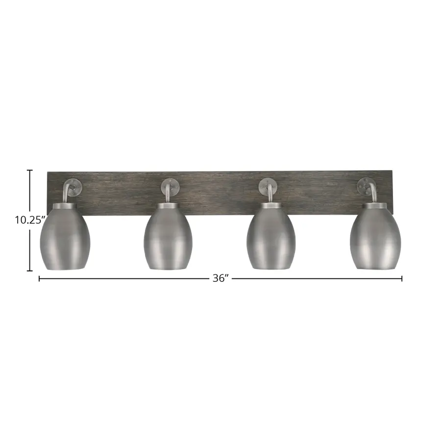 Oxbridge 4 Light Bath Bar in Graphite & Distressed Wood - Image 2