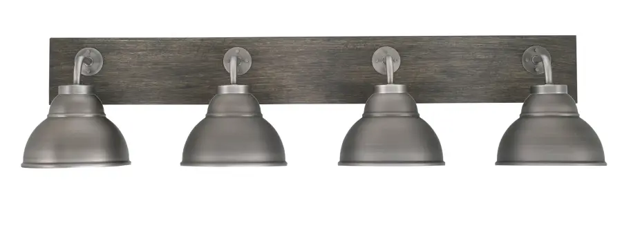 Oxbridge 4 Light Bath Bar in Graphite & Distressed Wood - Image 1
