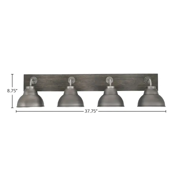 Oxbridge 4 Light Bath Bar in Graphite & Distressed Wood - Image 2