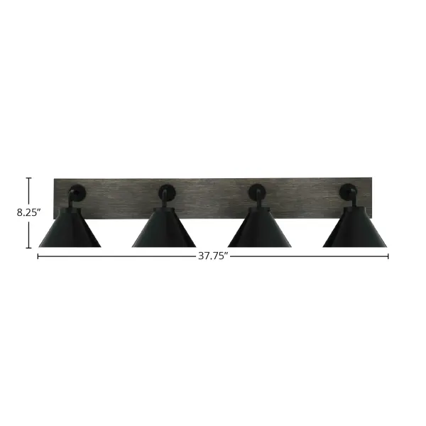 Oxbridge 4-Light Bath Bar in Matte Black & Distressed Wood - Image 2