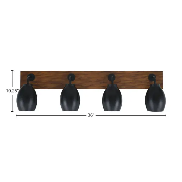 Oxbridge 4 Light Bath Bar in Matte Black & Wood-Look - Image 2