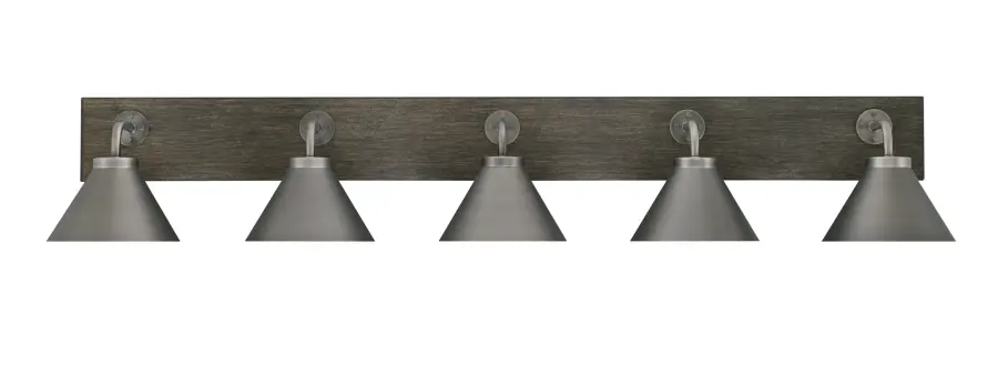 Oxbridge 5 Light Bath Bar in Graphite & Distressed Wood - Image 1