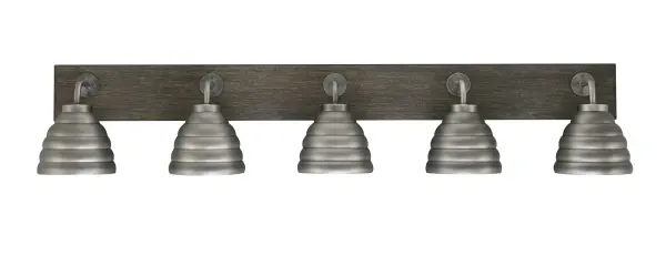 Oxbridge 5-Light Bath Bar in Graphite & Distressed Wood - Image 1