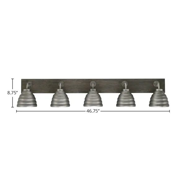 Oxbridge 5-Light Bath Bar in Graphite & Distressed Wood - Image 2