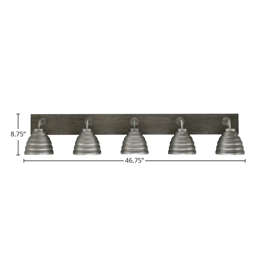 Oxbridge 5-Light Bath Bar in Graphite & Distressed Wood - Image 2