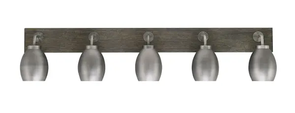 Oxbridge 5-Light Bath Bar in Graphite & Distressed Wood - Image 1