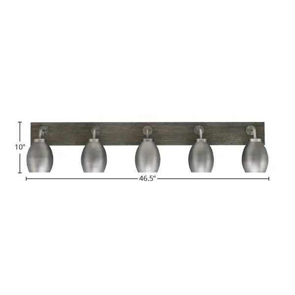 Oxbridge 5-Light Bath Bar in Graphite & Distressed Wood - Image 2