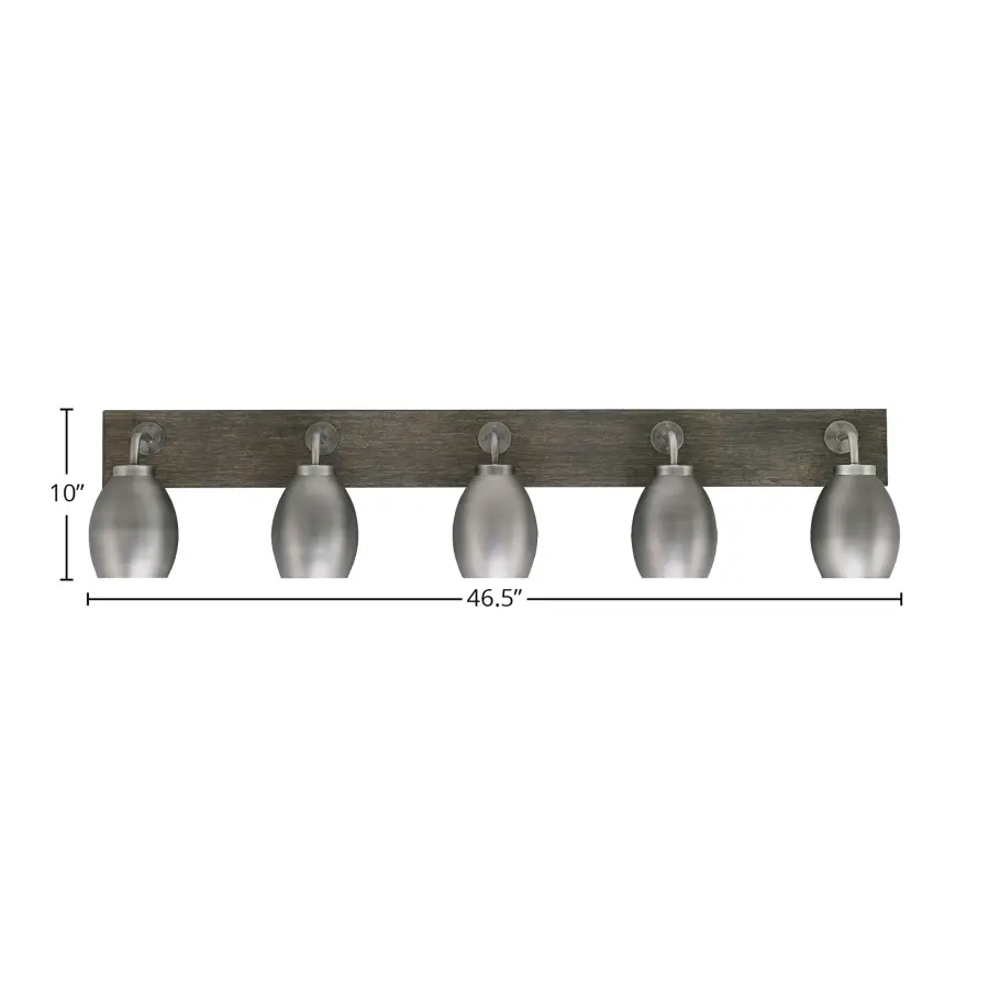 Oxbridge 5-Light Bath Bar in Graphite & Distressed Wood - Image 2