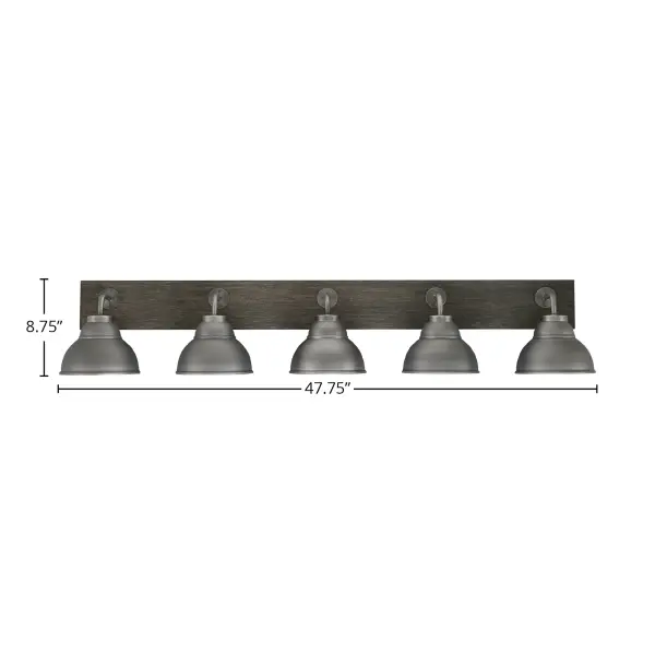 Oxbridge 5 Light Bath Bar in Graphite & Distressed Wood - Image 2