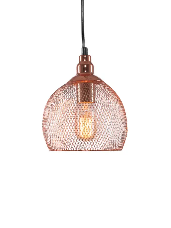 The Plexus Pendant combines industrial copper finish with vintage amber glass for a warm, inviting atmosphere. Its compact 7.25" size makes it perfect for task lighting or clustered installations over islands and bars.
