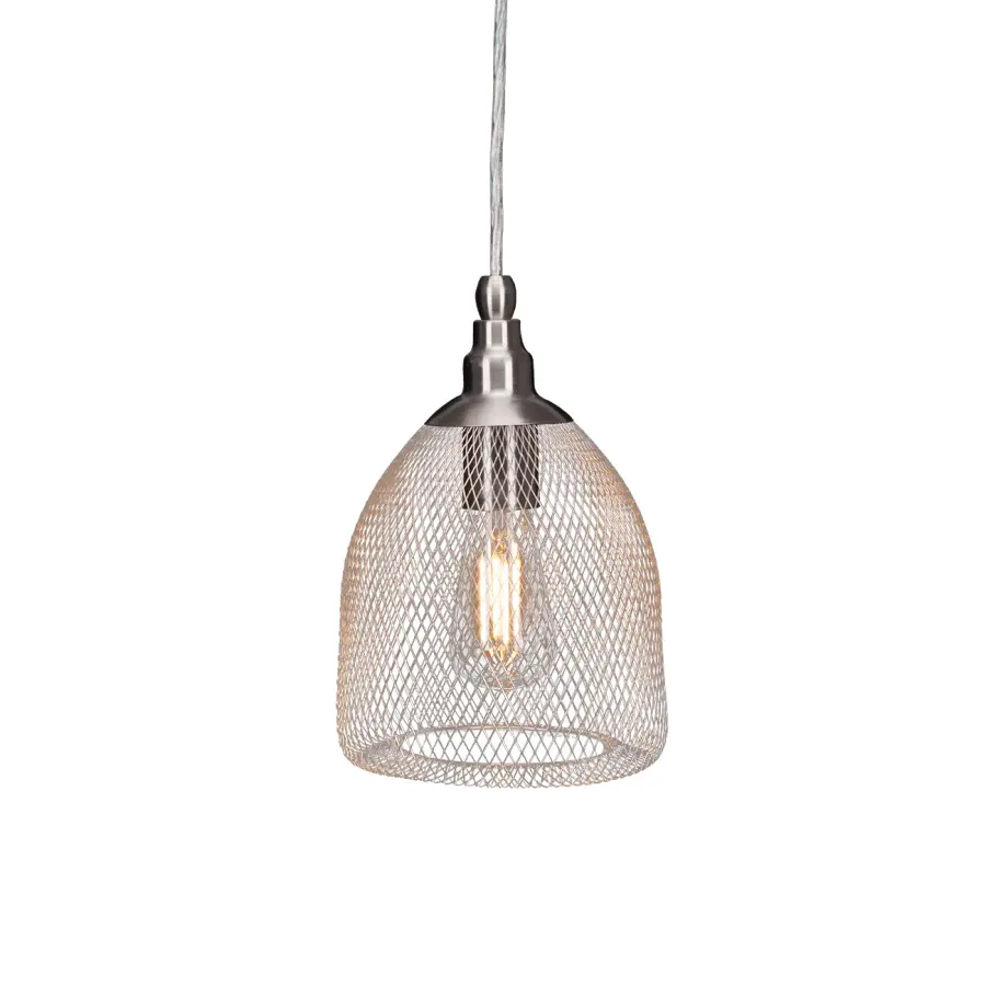 Plexus Pendant in Brushed Nickel with Clear Antique LED Bulb - Image 1
