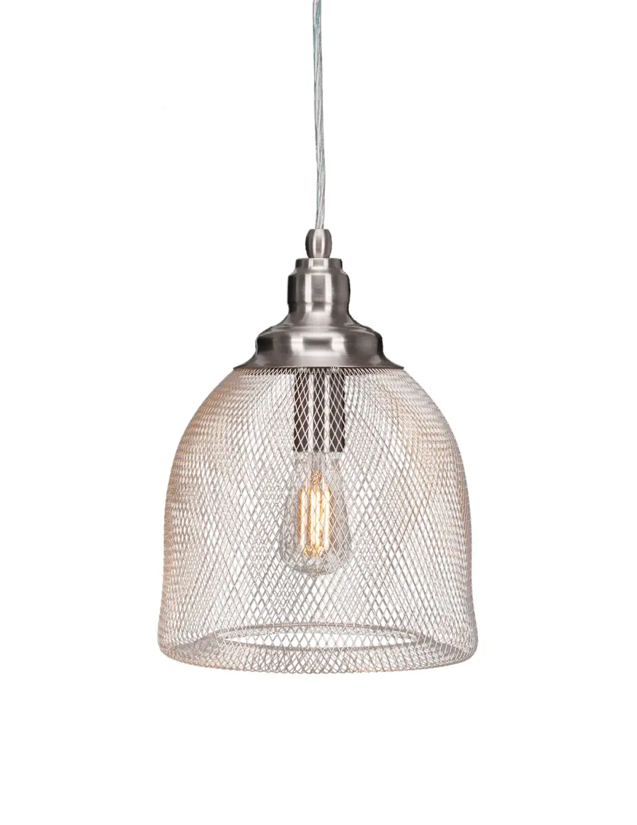 Plexus Brushed Nickel Pendant with Clear Antique LED Bulb - Image 1