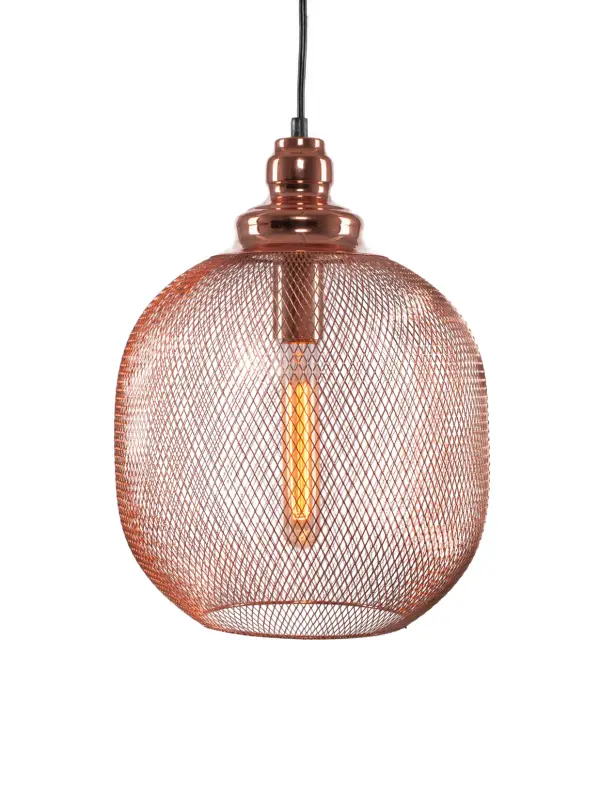 The Plexus Pendant combines industrial charm with warm elegance through its copper finish and amber antique bulb. Compact at 11.25" wide, it's perfect for task lighting or creating intimate ambiance in smaller spaces.