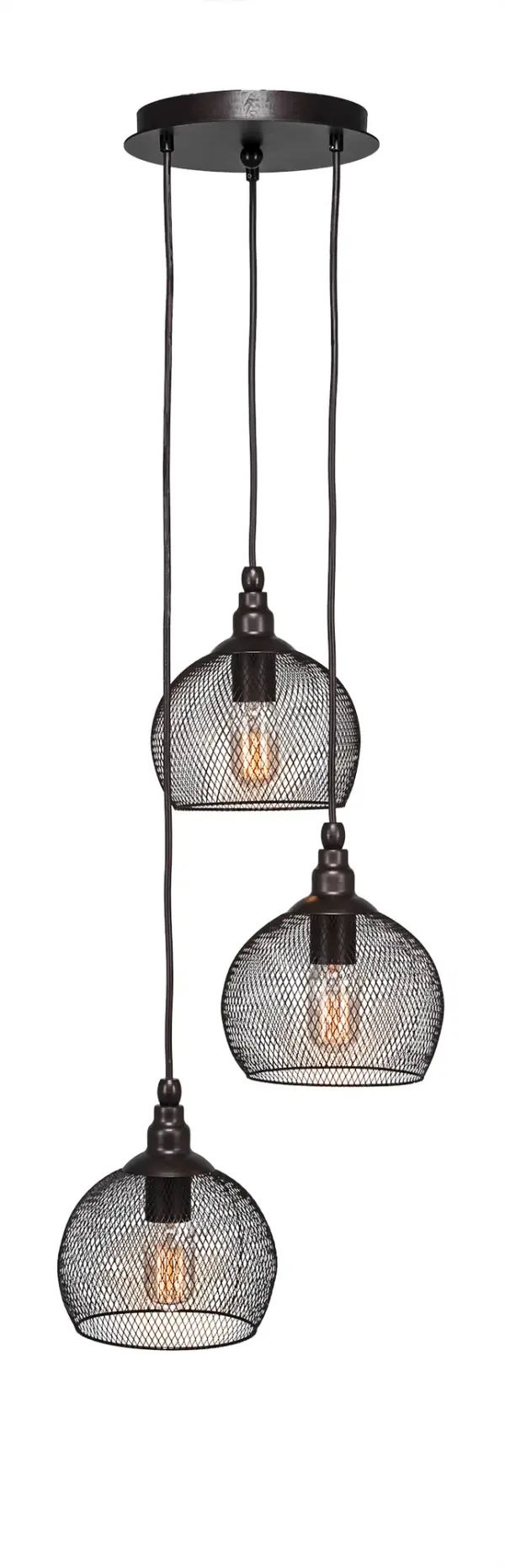 Plexus 3-Light Cluster Pendant in Bronze with Amber Antique Bulbs - Image 1