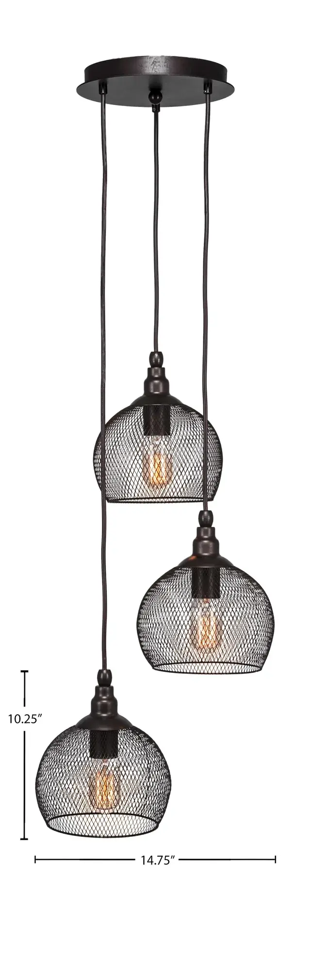 Plexus 3-Light Cluster Pendant in Bronze with Amber Antique Bulbs - Image 2