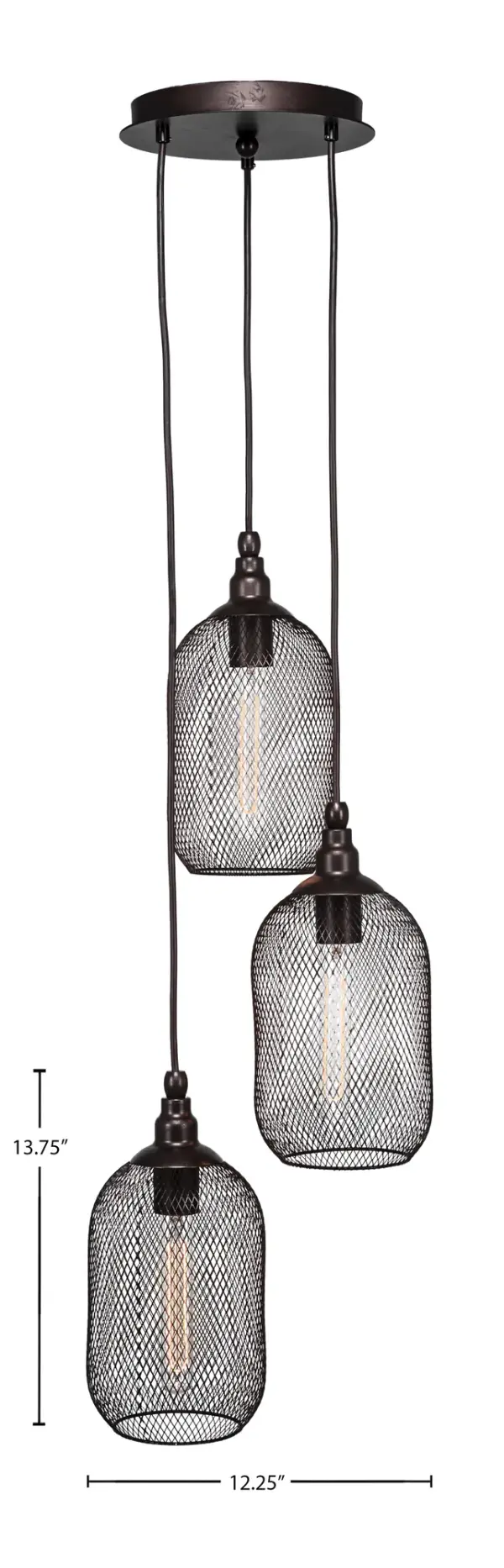 Plexus 3-Light Cord Hung Cluster Pendant in Bronze with Amber Antique Bulbs - Image 2